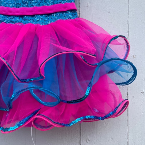 Handmade Toddler Dance Dress | Size Small | Blue & Pink | Lined - Picture 7 of 9